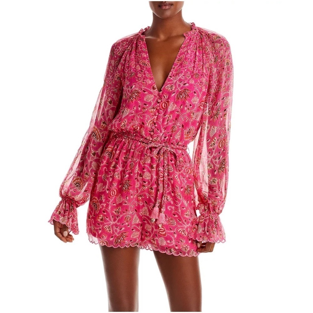 Hemant & Nandita Nara Romper With Braided Belt in Tulip Pink SMALL New!